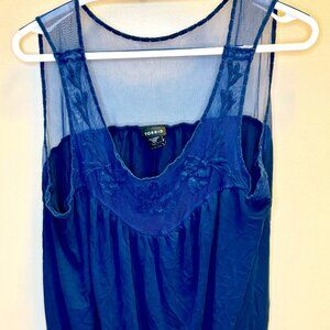 Torrid Mesh Shoulders & Back Blouse 2X Blue